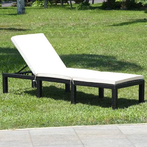 Miniatura 4 de Tangkula Sillón de mimbre para patio, sillas reclinables ajustables de ratán al aire libre, tumbona moderna de ratán exterior con asiento y cojín
