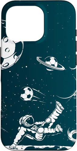 Miniatura 20 de Funda para iPhone 16 para teléfono de fútbol, amante del fútbol, jugador de fútbol espacial, funda de astronauta