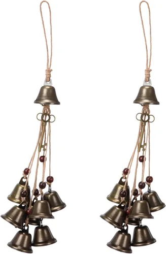 Miniatura 12 de Jetec 2 piezas de campanas de bruja para proteger las puertas, campanas de viento de bruja, corona hecha a mano para decoración de puerta del hogar