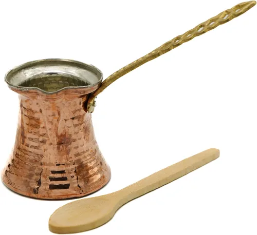 Cafetera árabe, cafetera turca, cobre martillado hecho a mano, Cezve para 3 personas (mediana), cobre martillado