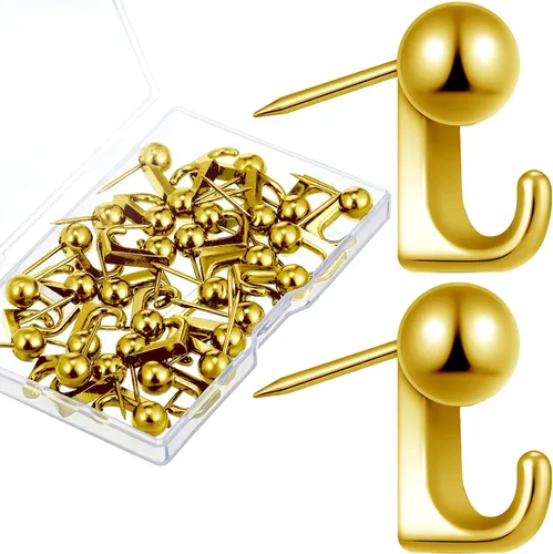 Miniatura 12 de Jetec - 30 piezas de ganchos de pin de presión metálicos, ganchos de pared con pin, ganchos para colgar cuadros, clavos para marcos, ganchos