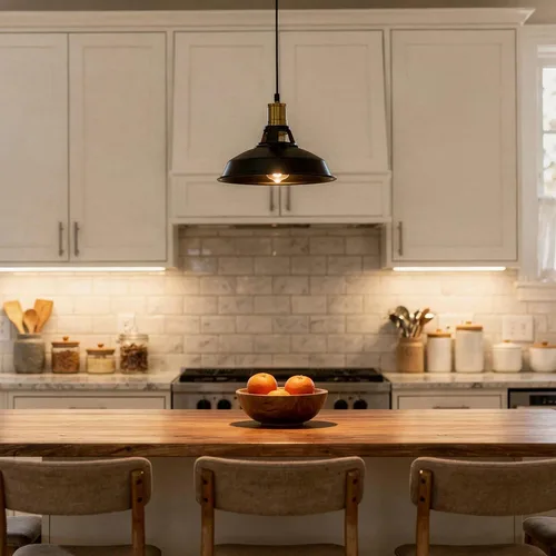 Miniatura 5 de Paquete de 1 lámpara colgante, lámpara colgante industrial con pantalla de metal, iluminación colgante de granja para isla de cocina, pasillo