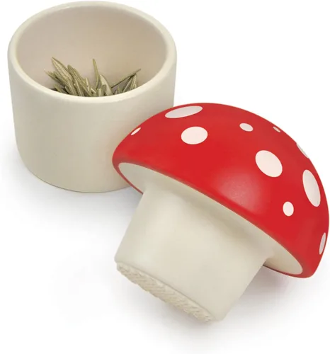 Miniatura 5 de Genuine Fred Molinillo de hierbas con forma de hongo alegre, molinillo manual de 3 pulgadas para hierbas y especias, herramienta de cocina de mano