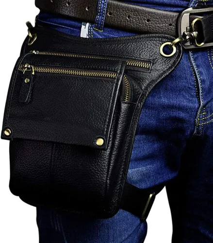 Miniatura 2 de Riñonera de cuero para hombres y mujeres, bolsa de protección multiusos, para motocicleta, deportes al aire libre, ciclismo, equitación, senderismo