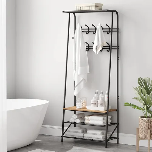 Miniatura 5 de Amyove Perchero para zapatos con 10 ganchos, banco de entrada con almacenamiento, organizador multifuncional para pasillo, muebles decorativos