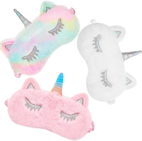 Miniatura 9 de Geyoga 3 piezas de antifaz de sueño para niños, niñas, cubierta suave para los ojos para dormir, cubierta de ojos para los ojos para niños Colorido