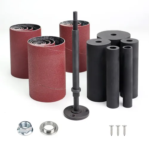 Miniatura 10 de Adaptador de lijadora de husillo 4-1/2" x 1/2" con kit de tambor de lijado de goma OD 3/4", 1", 1-1/2" y fundas de papel de lija Grit# 80,120 - S/10