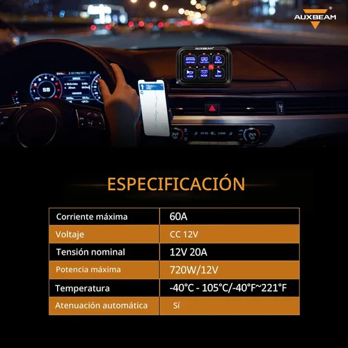 Miniatura 8 de Auxbeam Panel de interruptor de 6 bandas BC60, caja de sistema de relé de control de circuito universal con interruptor LED de encendido y apagado