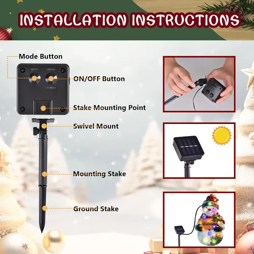Miniatura 7 de Bandera de Navidad iluminada para jardín de 22 x 13, 8 modos de doble cara, decoraciones solares de Navidad al aire libre con bandera LED