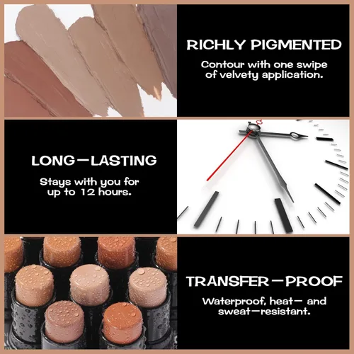 Miniatura 4 de FOCALLURE MOCHA - Barra de contorno en crema, barra bronceadora mate, maquillaje profesional para moldear y contornear la cara, fácil de aplicar