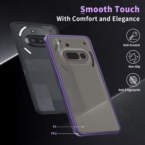 Miniatura 3 de Funda para Nothing Phone (3a), parte trasera de policarbonato duro mate translúcido y funda protectora de TPU suave con protección a prueba