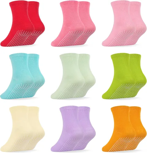 Miniatura 12 de GRPSKCOS Calcetines para bebés con agarre, 9 pares de calcetines antideslizantes para niños
