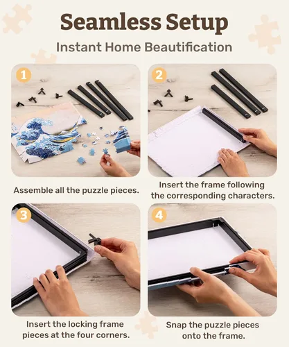 Miniatura 8 de PieceRelax Arte de Pared en Lienzo de Rompecabezas 366 Piezas de Plástico para Adultos - Hokusai - La Gran Ola de Kanagawa - Regalo Único