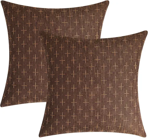 Miniatura 142 de MIULEE - Juego de 2 fundas de almohada decorativas de lino de arpillera navideñas, modernas, estilo campestre, rústicas, tejidas, con textura