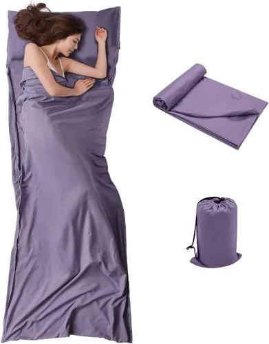 Miniatura 10 de Bolsa de dormir para viajes y campamento, ligera, compacta y portátil, ideal para viajes, hostales y campamentos
