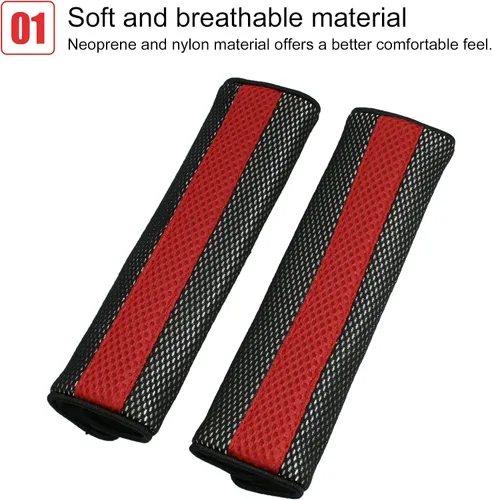Miniatura 2 de uxcell® Motor - Almohadillas protectoras desmontables para cinturón de seguridad, color rojo/negro, 1 par