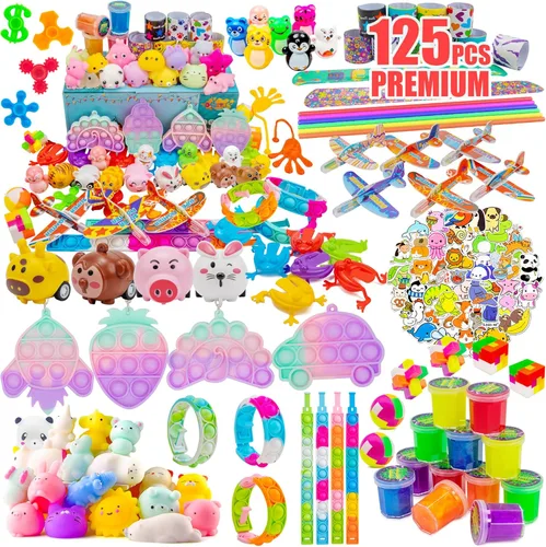 DQstar Juguete de recuerdos de fiesta para niños de 4 a 8 a 12 años, premios de caja del tesoro para aula, bolsas de regalo, juguetes de caja de