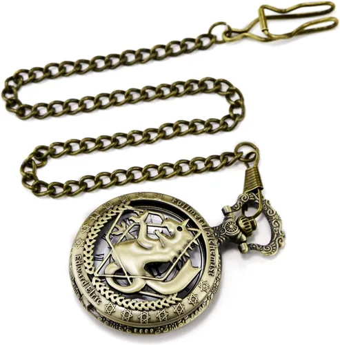 Miniatura 4 de Reloj de bolsillo Fullmetal Alchemist Edward Elric Anime con cadena de llavero y caja de collar, bronce, 1. Bronce, Retro