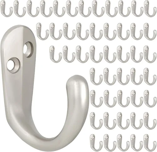 Miniatura 12 de IBosins 15 ganchos para abrigos montados en la pared, gancho único para batas para colgar toallas con 30 tornillos para bolsos, sombrero, gorra