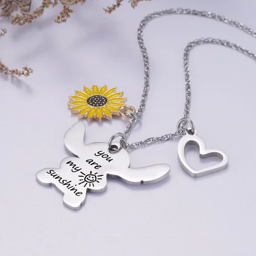 Miniatura 5 de Ralukiia - Collar con la frase "Ohana mean family", llavero con forma de Stitch, regalos de joyería para niños y niñas