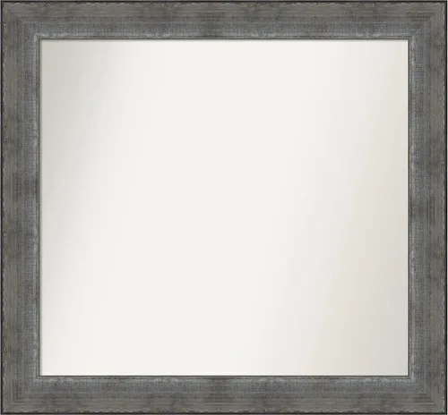 Miniatura 229 de Amanti Art Espejo de baño plateado para sobre el fregadero, 24 x 24 pulgadas, espejo cuadrado de peltre forjado a medida, marco de madera casual