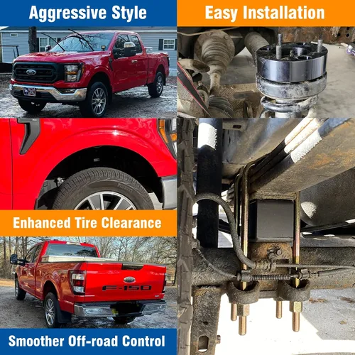 Miniatura 6 de Dynofit - Kits de nivelación con elevación para F150 2WD/4WD 2004-2020, kit completo de elevación de 3 pulgadas delantero y 2 pulgadas trasero