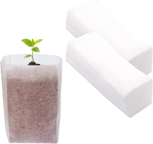 gardtree Bolsas para vivero de plantas de 7.8" x 8.6" 100 unidades, bolsas de cultivo de plantas biodegradables de tela no tejida, macetas Blanco