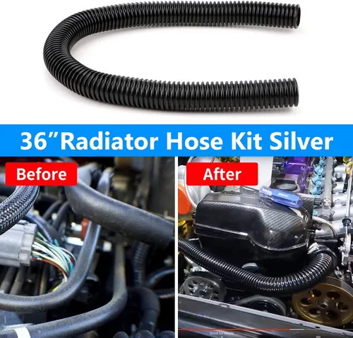 Miniatura 4 de Manguera de radiador de acero inoxidable de 36 pulgadas, adaptador universal flexible de mangueras de agua, kit de manguera de radiador de Negro