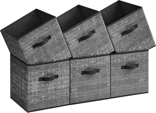 Miniatura 25 de SONGMICS - Cubos de almacenamiento de 11 pulgadas, contenedores de tela no tejida con asas dobles, juego de 6, organizadores de armario