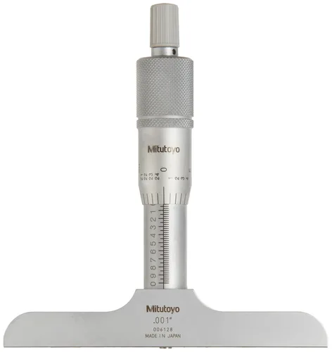 Miniatura 2 de Calibrador de profundidad Mitutoyo Series 128 Vernier, varillas intercambiables, tipo micrómetro, rango de 0 a 1 pulgada, 1