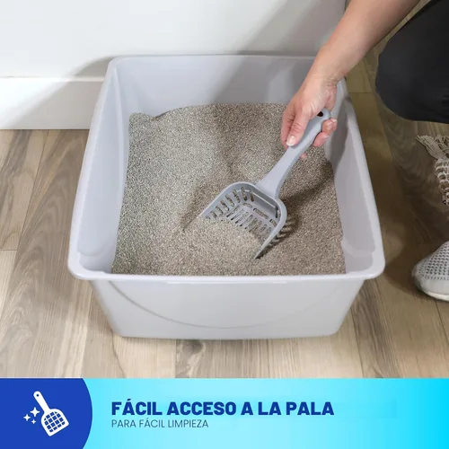 Miniatura 7 de Petmate Bandeja de arena, azul/gris, pequeña, fabricada en Estados Unidos