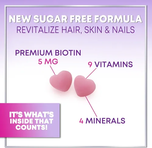 Miniatura 3 de Gomitas de vitaminas para el cabello con biotina, 5000 mcg por porción, apoyo al crecimiento del cabello con vitaminas E y C para un cabello más