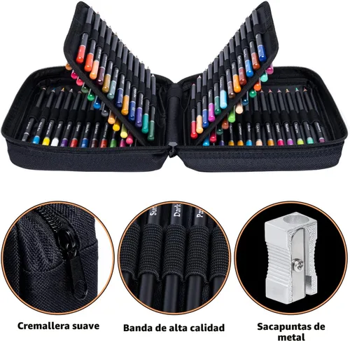 Miniatura 2 de Drawdart - Lápices de colores para colorear para adultos, juego de 72 lápices profesionales de núcleo blando para dibujo, bosquejo, sombreado con 72