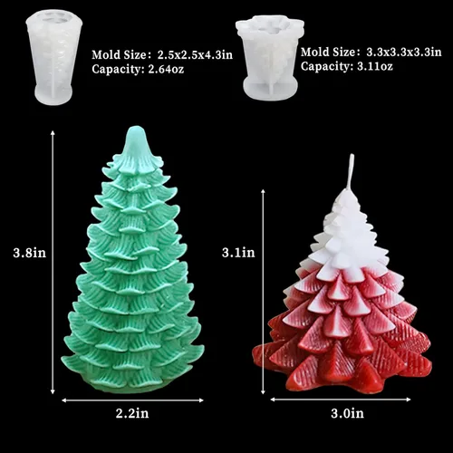 Miniatura 3 de 4 piezas moldes de silicona para árbol de Navidad, moldes de velas 3D para hacer velas, molde de resina epoxi de silicona en forma de árbol, molde