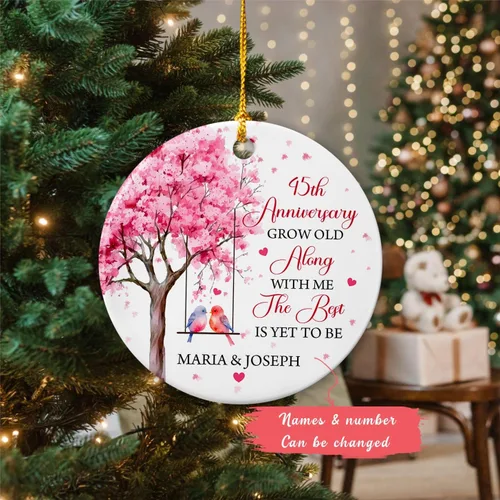 Miniatura 2 de Adorno personalizado de aniversario de boda para Mr & Mrs Married, 45 aniversario Grow Old Along with Me The Best is Yet to Be Ornament, adornos