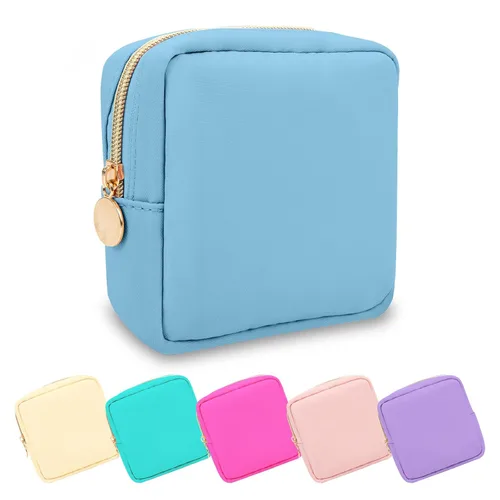 Miniatura 102 de Estuche pequeño para lápices y maquillaje para bolso, lindo estuche de lápices, bolsa de pinceles de maquillaje de nylon con cremallera, estuche