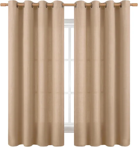 Miniatura 43 de BGment Cortinas de Lino Beige de 63 Pulgadas de Largo 2 Paneles - Tratamientos para Ventanas con Textura de Arpillera Filtrantes de Luz Cortinas