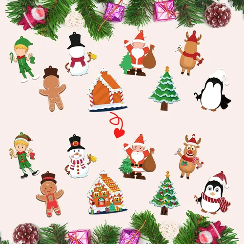 Miniatura 5 de LINAYE Adornos de Navidad para niños y bebés, 24 piezas. Kit de manualidades para hacer tu propio adorno de Navidad. Ideal para bolsas de regalo