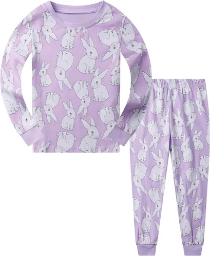Miniatura 21 de Popshion Pijamas de sirena para niñas pequeñas, juego de 2 piezas, ropa de dormir 100% algodón, ropa para niños, pijamas estilo mariquita