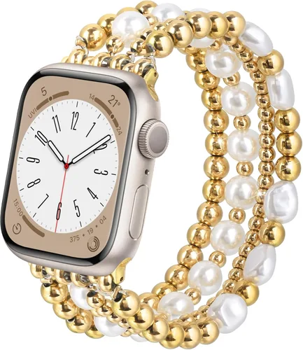 Miniatura 27 de AIRSPO Pulseras de cuentas compatibles con Apple Watch Band de 38, 40, 41, 42, 44 y 45 mm, hechas a mano, para series SE 8, 7, 6, 5, 4, 3, 2, 1