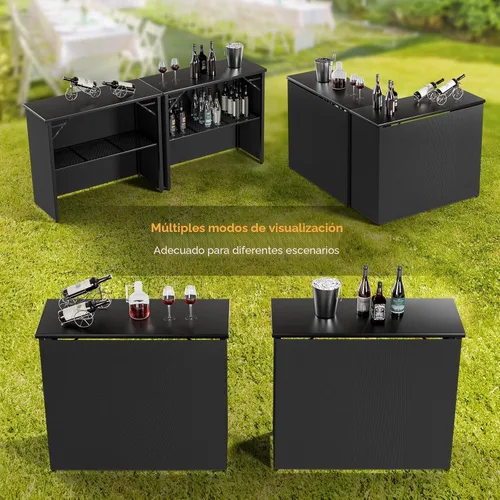 Miniatura 7 de VINGLI Mesa de bar portátil de grado comercial de 45 pulgadas para eventos, estación móvil de bartend, mesa de bar desplegable para interiores