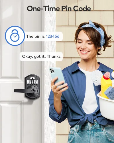 Miniatura 3 de TEEHO TE004 Cerradura de puerta con teclado de entrada sin llave con asa, cerradura electrónica digital inteligente para puerta