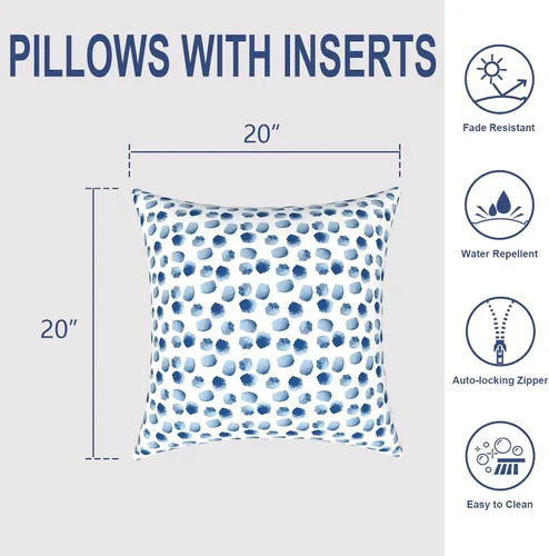 Miniatura 16 de Juego de 2 almohadas para exteriores de 16 x 16 pulgadas, repelentes al agua con interiores, para muebles de patio, hogar, jardín, geometría bohemia