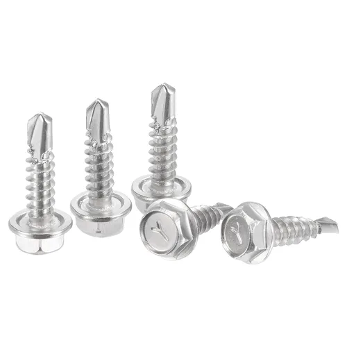 Miniatura 12 de uxcell Tornillos autoperforantes con cabeza de arandela hexagonal, #12 x 1 1/2 "410 Tornillo de chapa autoperforante de acero inoxidable 410, 50