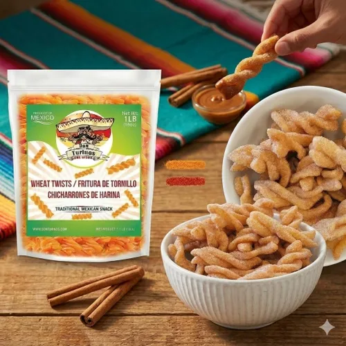 Miniatura 7 de Giros de trigo para freír (Duritos/Duros) – Giros de trigo mexicanos - Chicharrones de Harina Haz giros de azúcar y canela 1 libra – Don Turinos