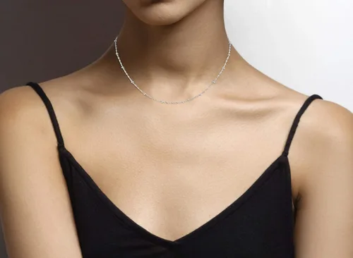 Miniatura 4 de Miabella Collar de cadena de cuentas de plata de ley 925 italiana para mujer, fabricado en Italia