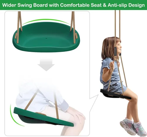 Miniatura 4 de BeneLabel Paquete de 2 Asientos de Columpio de Servicio Pesado de Capacidad de 500 Libras con Tabla de Asiento Más Ancha y Cuerda Ajustable