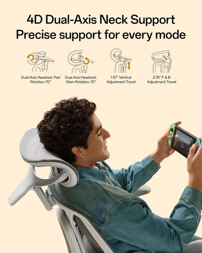 Miniatura 5 de Hbada E3 Air 2026 Silla de oficina ergonómica, soporte lumbar de 3 zonas, cómoda silla de oficina en casa con reclinación automática, reposacabezas