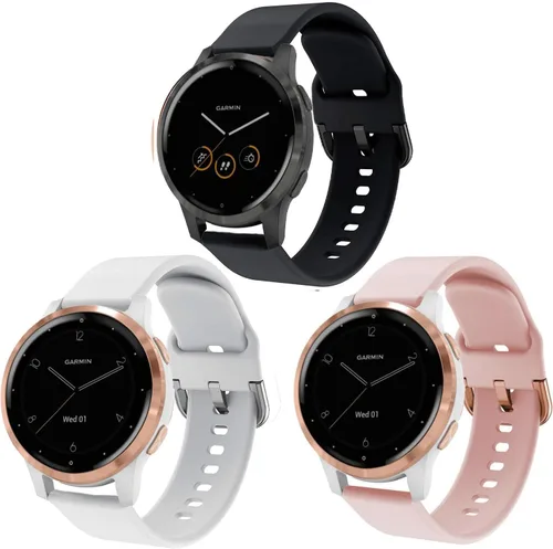 ViCRiOR Paquete de 3 correas de reloj compatibles con Garmin Venu 4 1.614 in/Venu 3S/Venu 2S/Vivoactive 4S/Vivomove 3S, 0.71 pulgadas, silicona