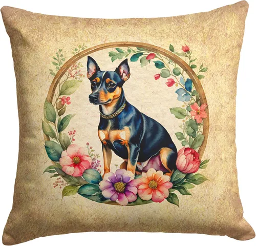 Miniatura 11 de Caroline's Treasures DAC2072PW1414 Affenpinscher and Flowers - Almohada decorativa de tela, lavable a máquina, para interiores y exteriores